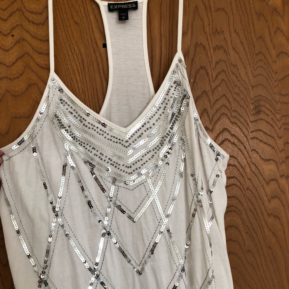 Express white tank with sequins